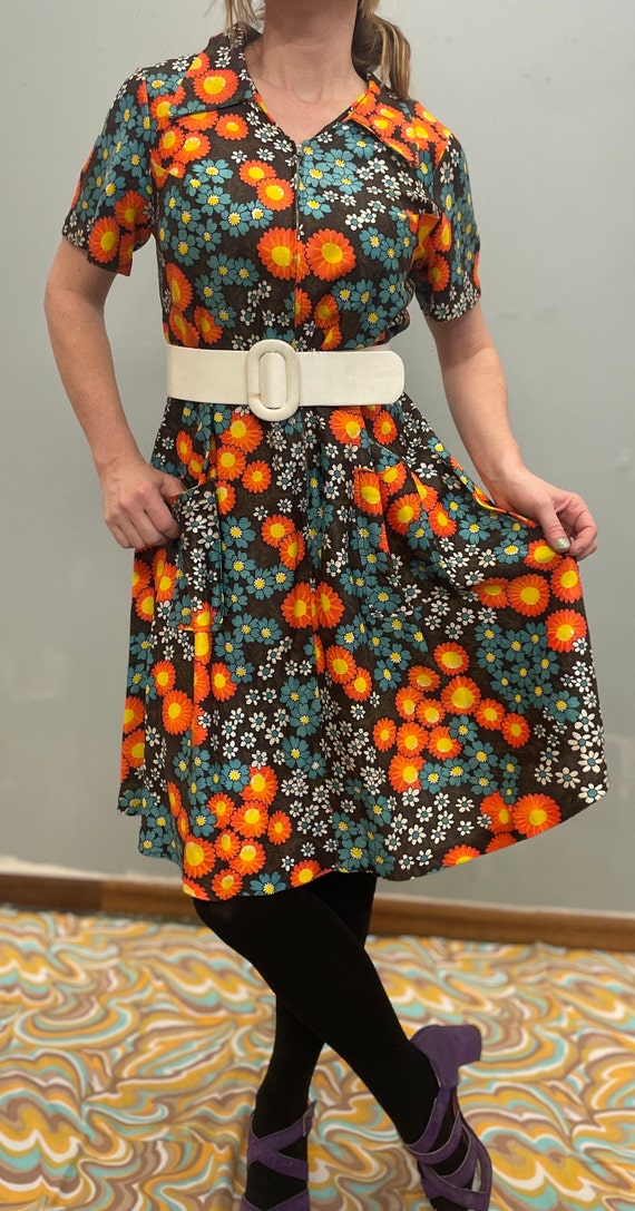 vtg FLOWER POWER TENT pocket dress lane bryant ps… - image 2