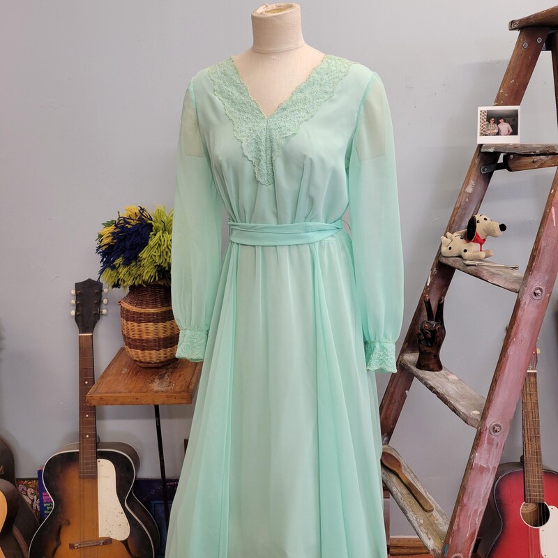 Ethereal 90s Embroidered Chiffon Gown