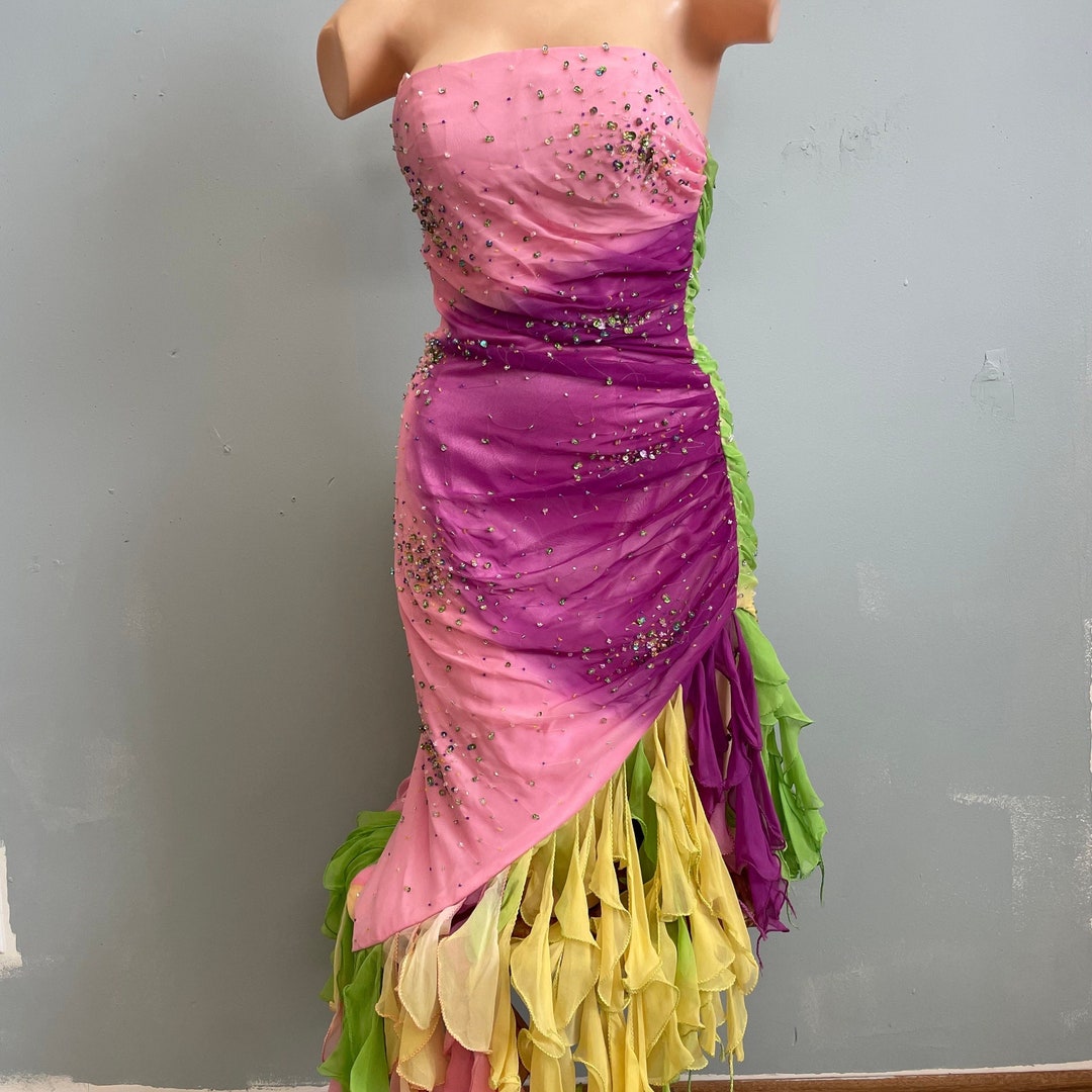 Vintage Y2K Beaded Detail Ombre Gown