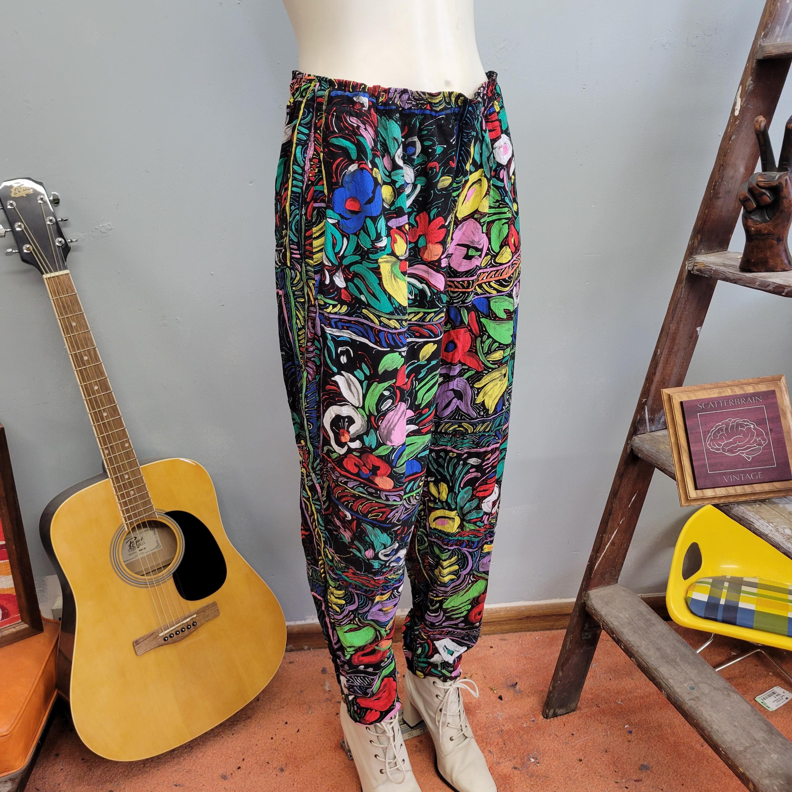 パンツ 80s dead stock flower all pattern pants Vtg 80's Floral Pants | Deadstock Vintage High Waist