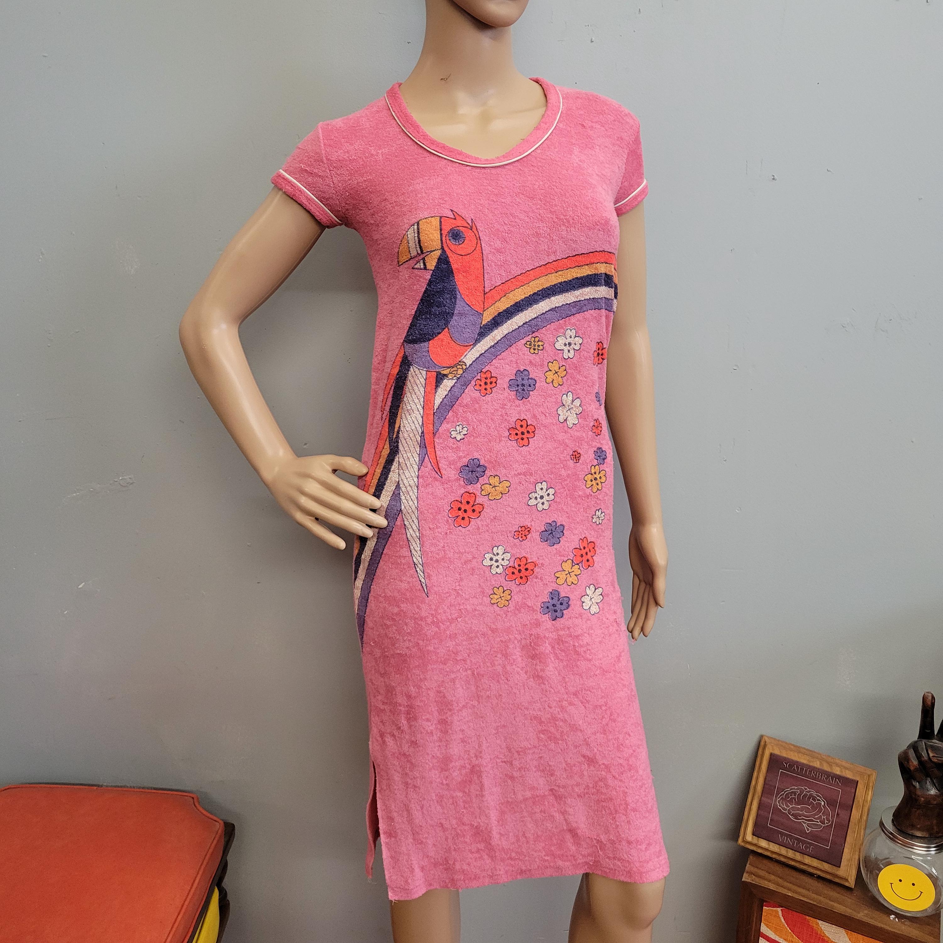Maxi Collar Mandarin Todd Toni Print Clover 1960's カラーシャツ 70s Dress】 【toni Dress Design Ige – トップス