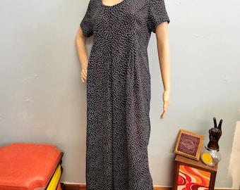 vtg 90s POLKA DOT JUMPSUIT : vintage Express Brand Oversized Medium semi sheer flowy palazzo wide leg pantsuit