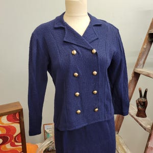 Vintage 60s Cotton Blazer Skirt Set - Minnesota Woolen - Nautical Style