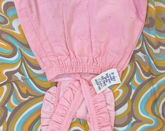 vtg 80s pink corduroy 2T pinafore dress ruffle bib collar pastel baby dress millenial pink ribbed birthday party dress girls toddler new tag