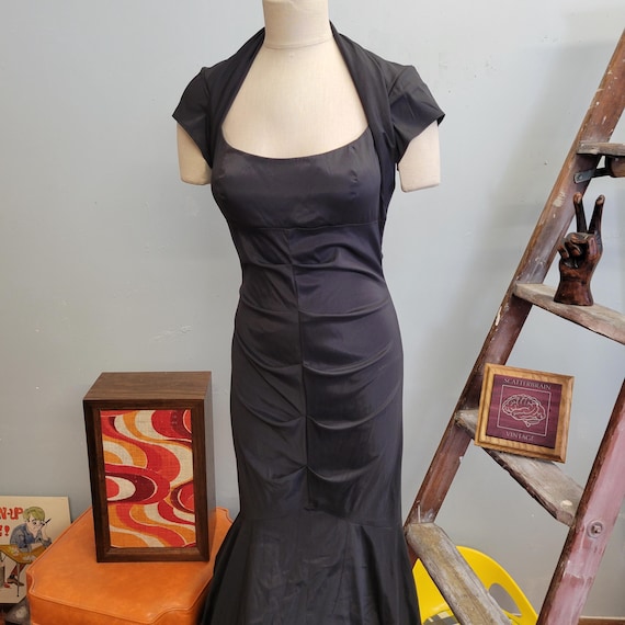 formal dress evening dress Black Satin Evening Dress| Latest Evening Dresses XS / Black / Lace