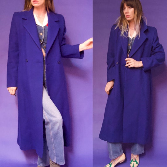 Vintage 1980's BLUE New WOOL Oversized Blazer Suit