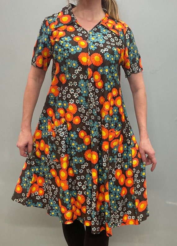 vtg FLOWER POWER TENT pocket dress lane bryant ps… - image 1