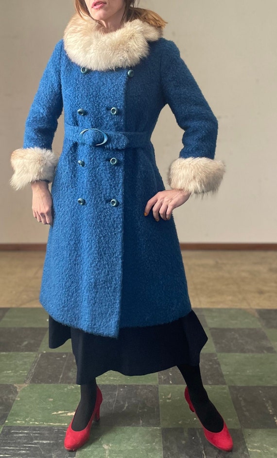 Vintage 1950s Lilli Ann Style Coat / Fur Trimmed S