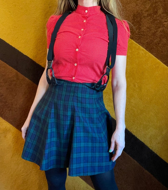 Blue plaid skirt 90s 2025