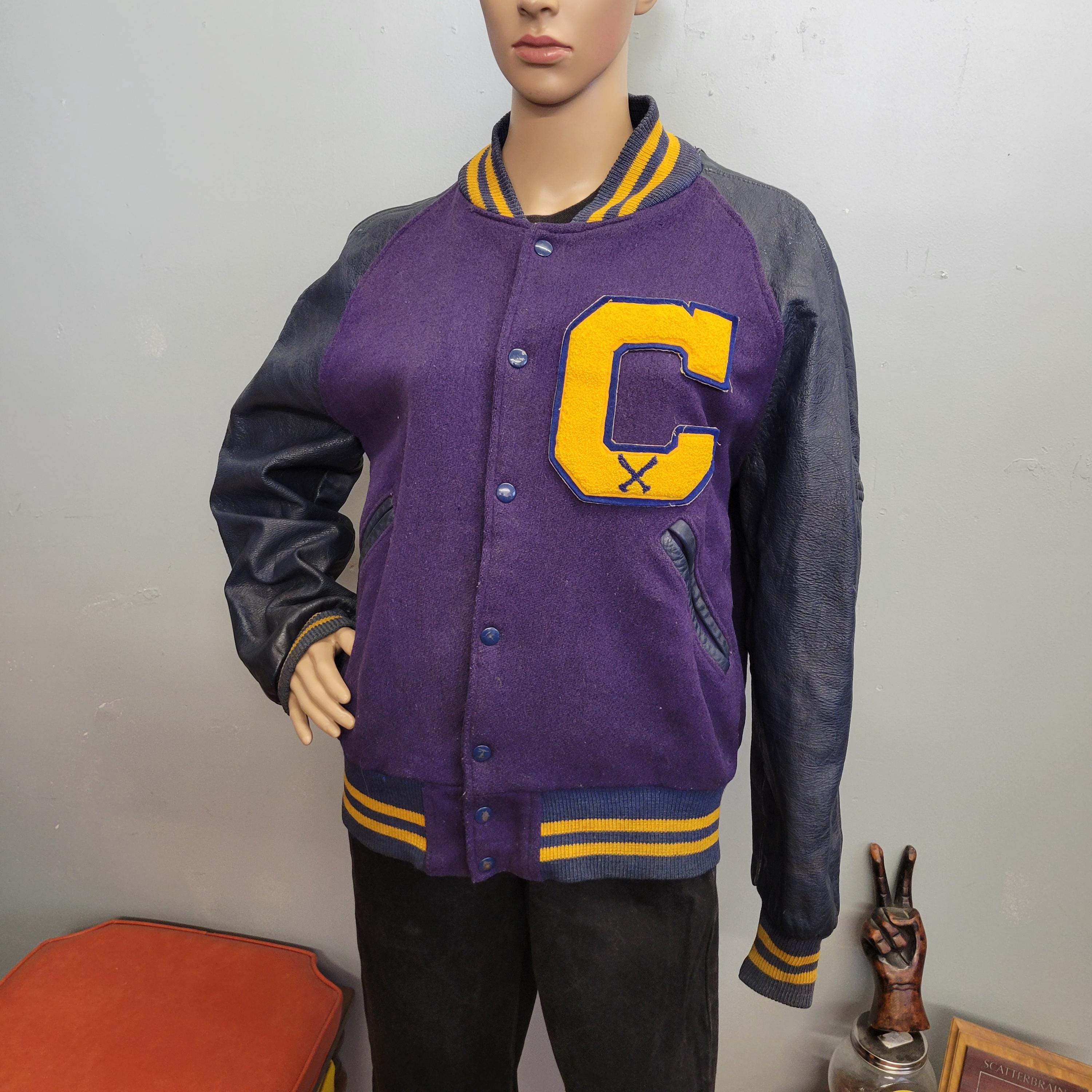 Vtg 1940s 50s Chainstitch BULLDOG JACKET : Vintage Purple Leather
