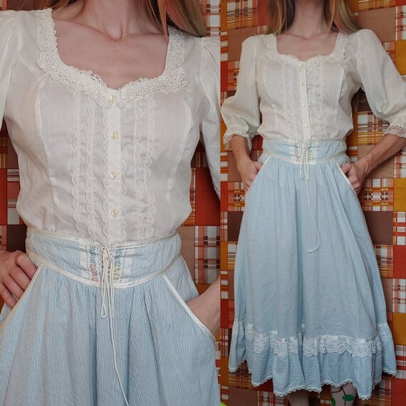 Vintage 1970's GUNNIES Jessica McClintock Baby BLU