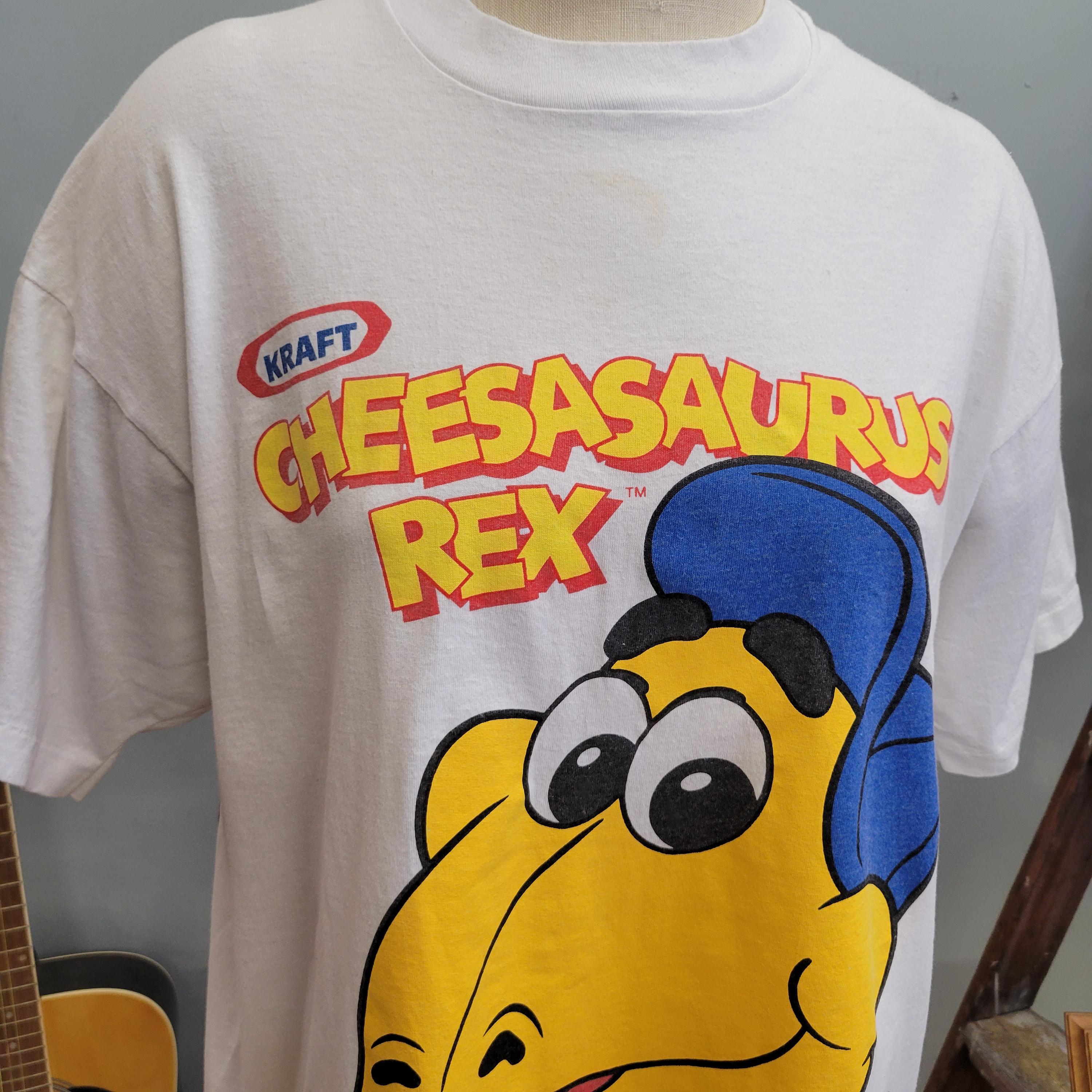 Vintage 90s Cheesasaurus Rex T-shirt: XL Mac N Cheese Dinosaur