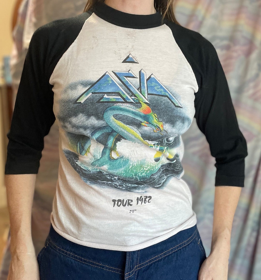 Vintage 80s Asia Band Shirt / Rare 1982 Band Tour Raglan 3/4 Sleeve