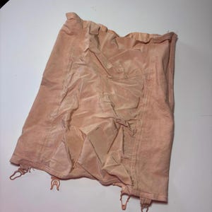 vtg 40s PINK RIBBED KNIT Girdle // vintage womens lingerie shorts shapewear corset large step in girdle mcm pin up garter belt strap boudoir