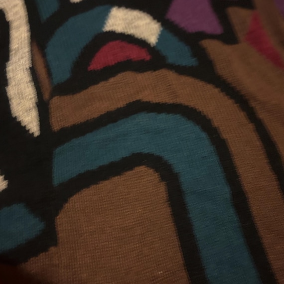 vtg 80s ABSTRACT Pattern Zig Zag LONG SWEATER Wit… - image 5