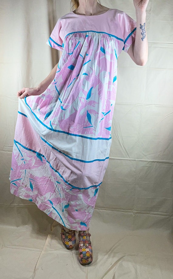 SALE! Vintage 70s pink & blue beach dress / Hilda… - image 4