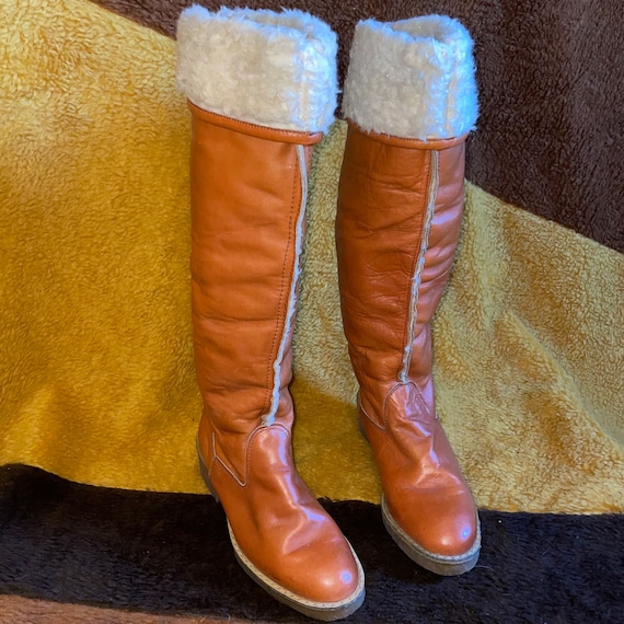 Vtg 70s PENNY LANE SHERPA boots knee high quilted… - image 2