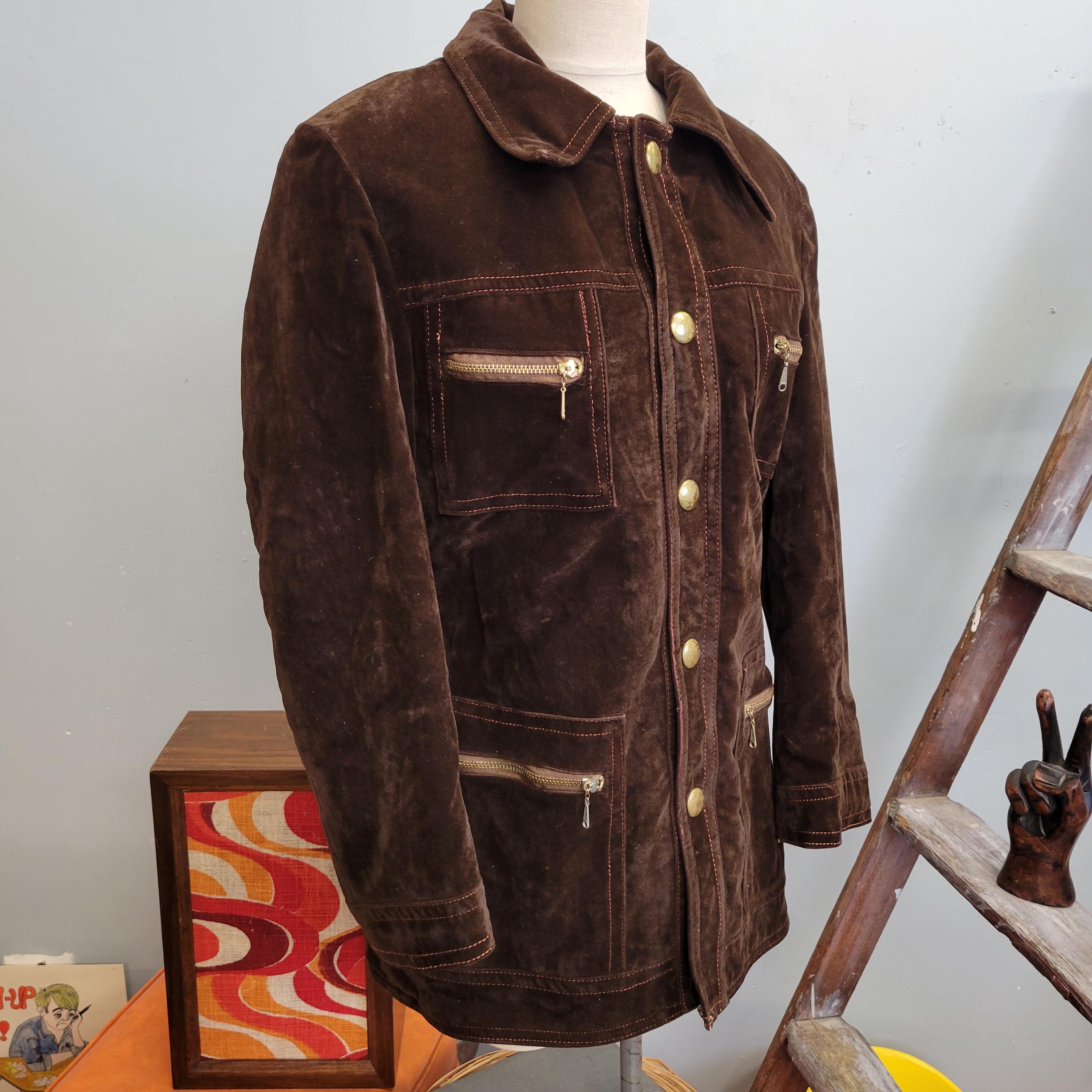 Vtg 70s BROWN FELT JACKET // Vintage Towncraft Jc Penney