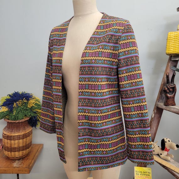 vtg 70s Psychedelic Print Blazer: Vintage Abstrac… - image 1