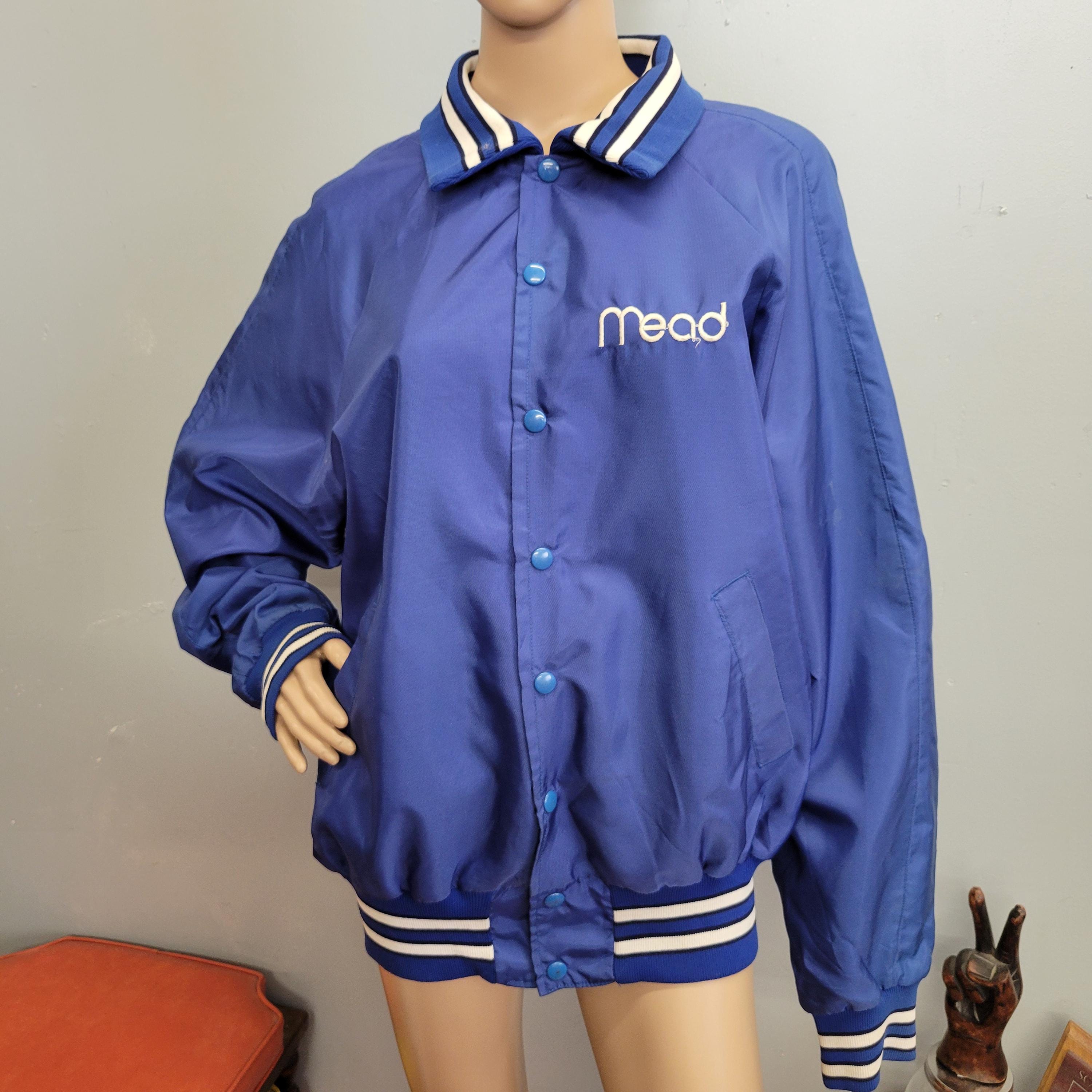 Veste à Col Vintage 70s 80s 90s Jacket with Collar / Bleue et Blanche / 5 L/ XL
