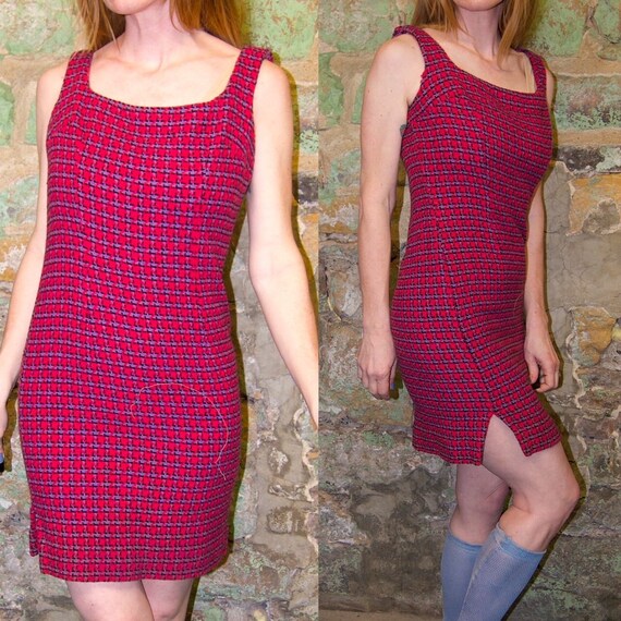 SALE! Vintage 1980s HOT PINK Houndstooth Checkere… - image 1