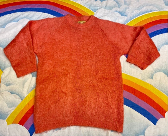 Vintage 60s Orange Mohair Sweater // Shaggy Mohai… - image 10