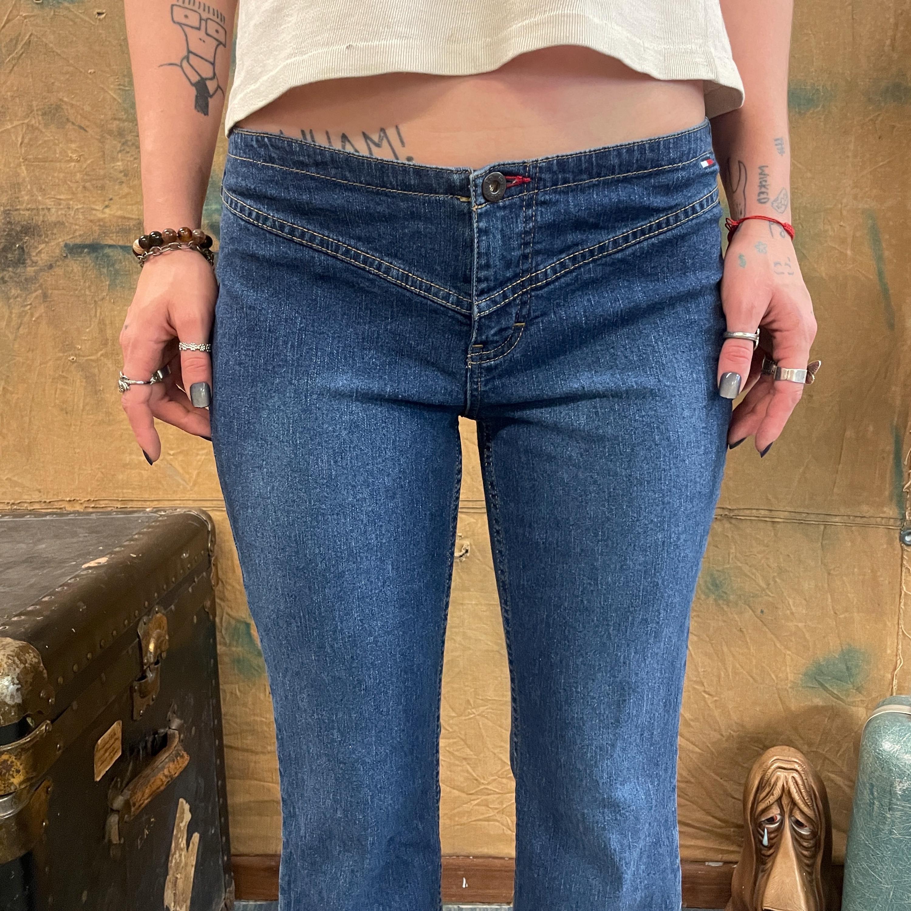 Y2K Vtg TOMMY JEANS Size 7 // Vintage Ultra Low Rise Dark