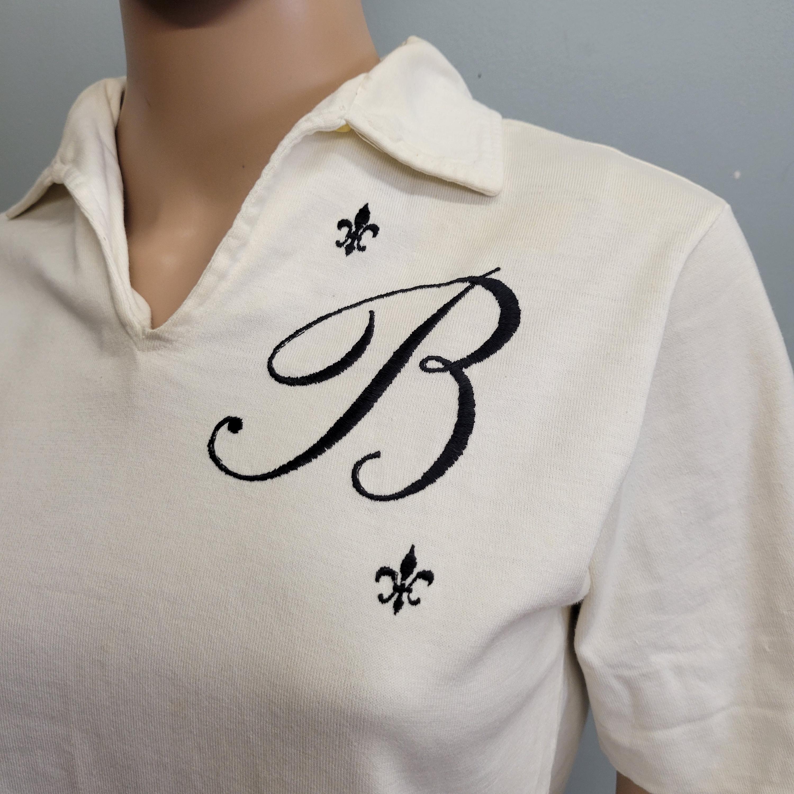 Vtg 50s EMBROIDERED B SHIRT, Small Personalized Collared Oxford