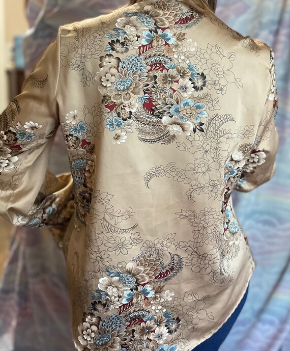 Vtg 70s Gold Floral button down blouse  Stuart La… - image 2