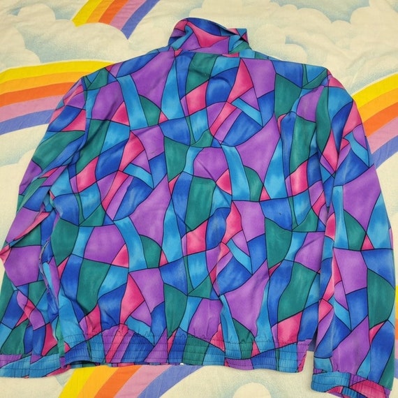 Vintage 80s Stained Glass Psychedelic Windbreaker… - image 5