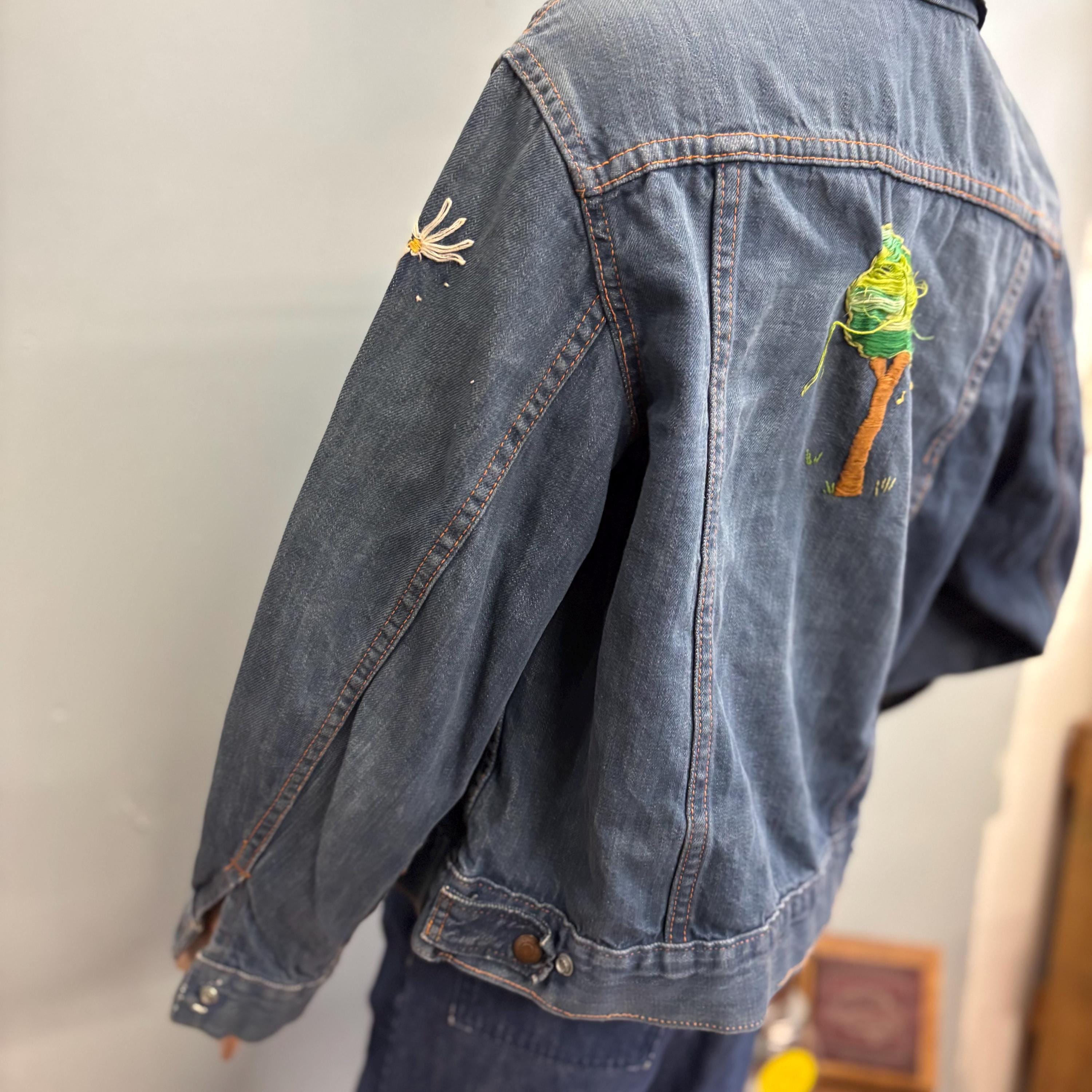 ヴィンテージ60年代リーバイス刺繍入りデニムジャケット：クロップド丈 