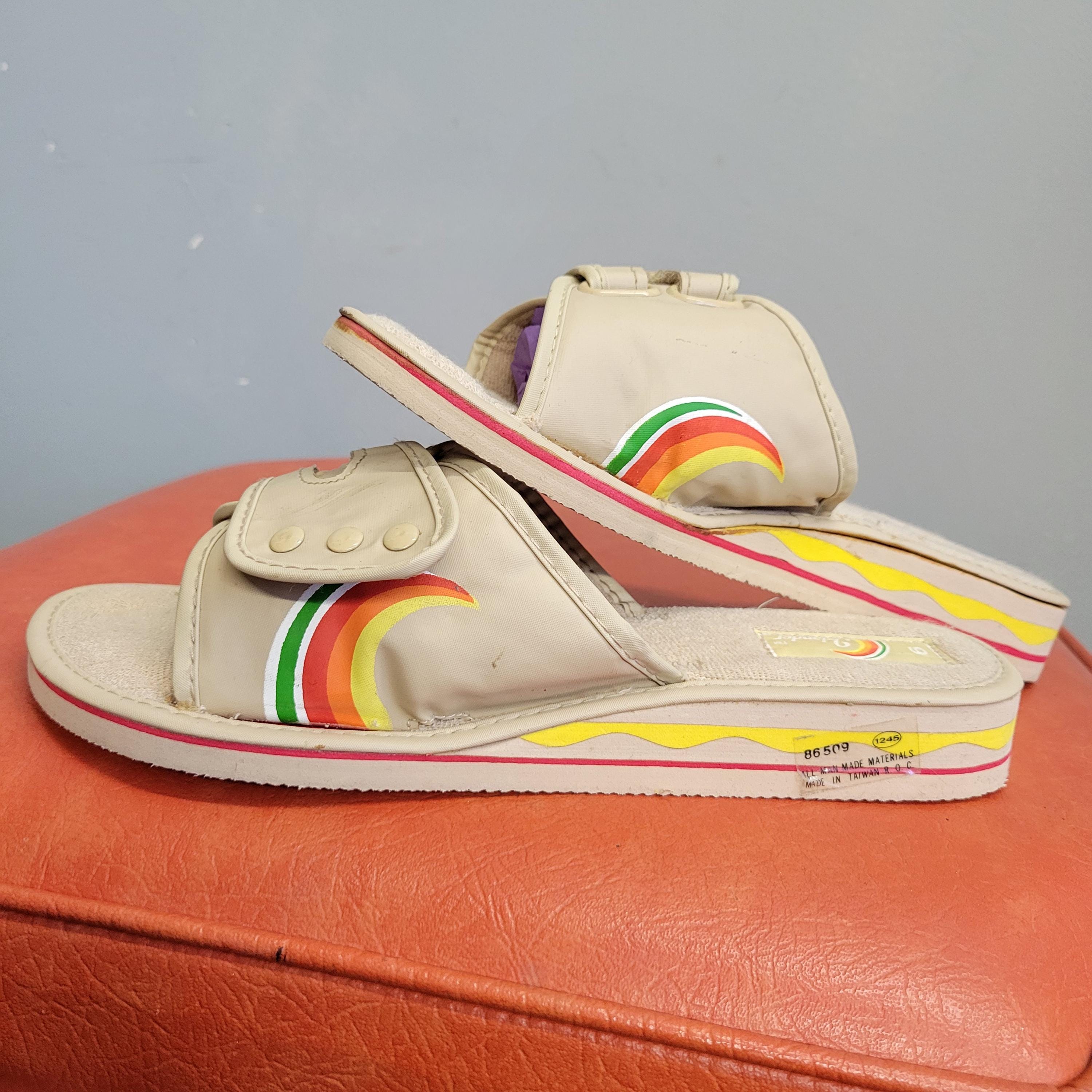 Vintage Rainbow Strip Sandals (Mens) Rainbow Sandals Single Layer Hemp with a 1 main image 3