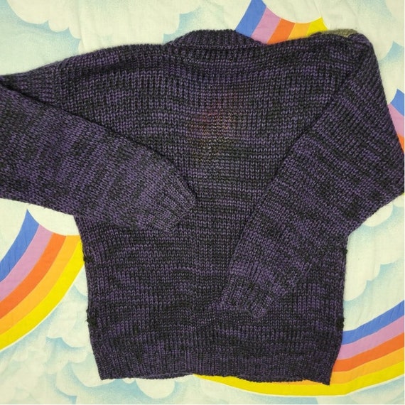 Vtg 90s Funky Purple black & Beige Sweater // Cab… - image 4