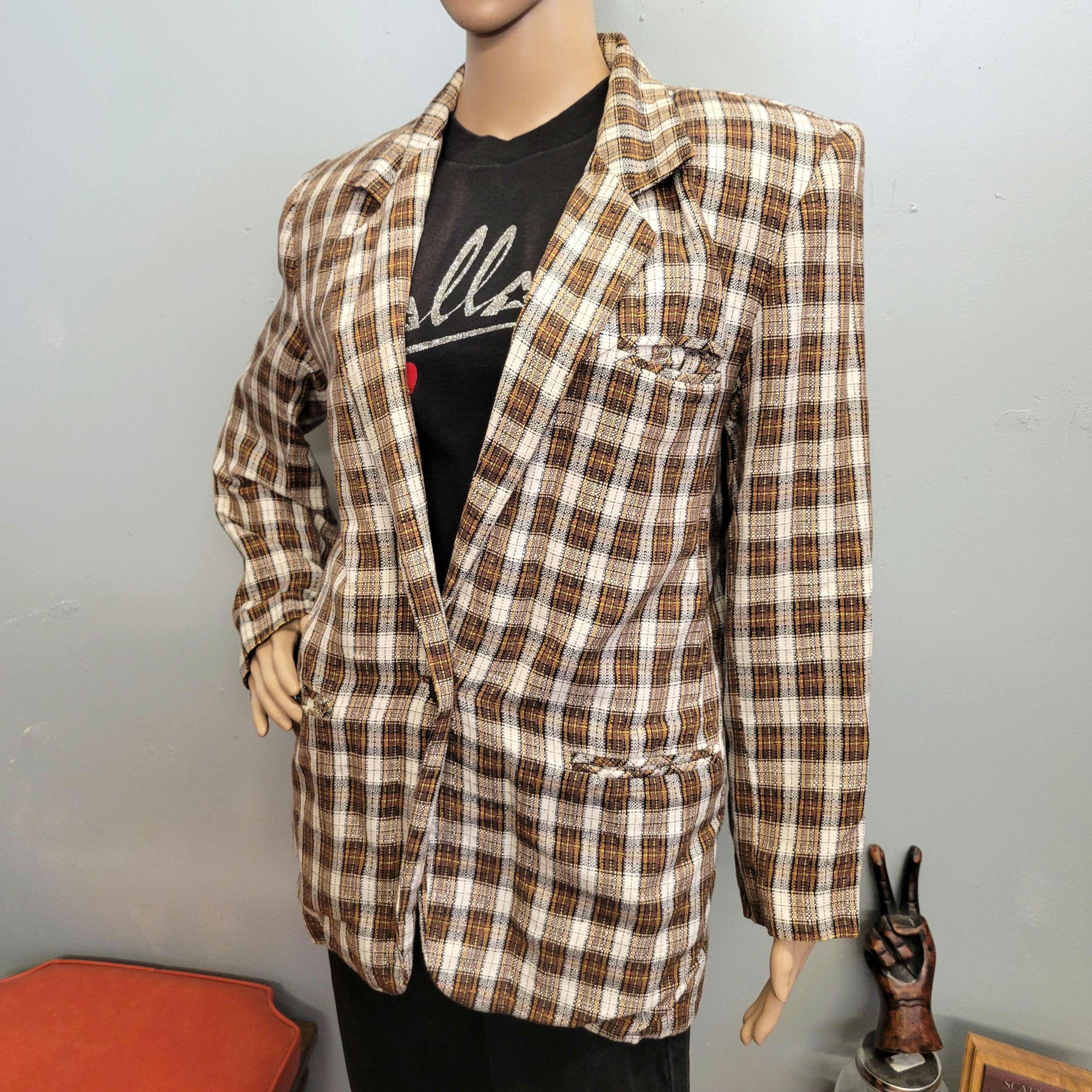 80s Jacket Checkered - Etsy