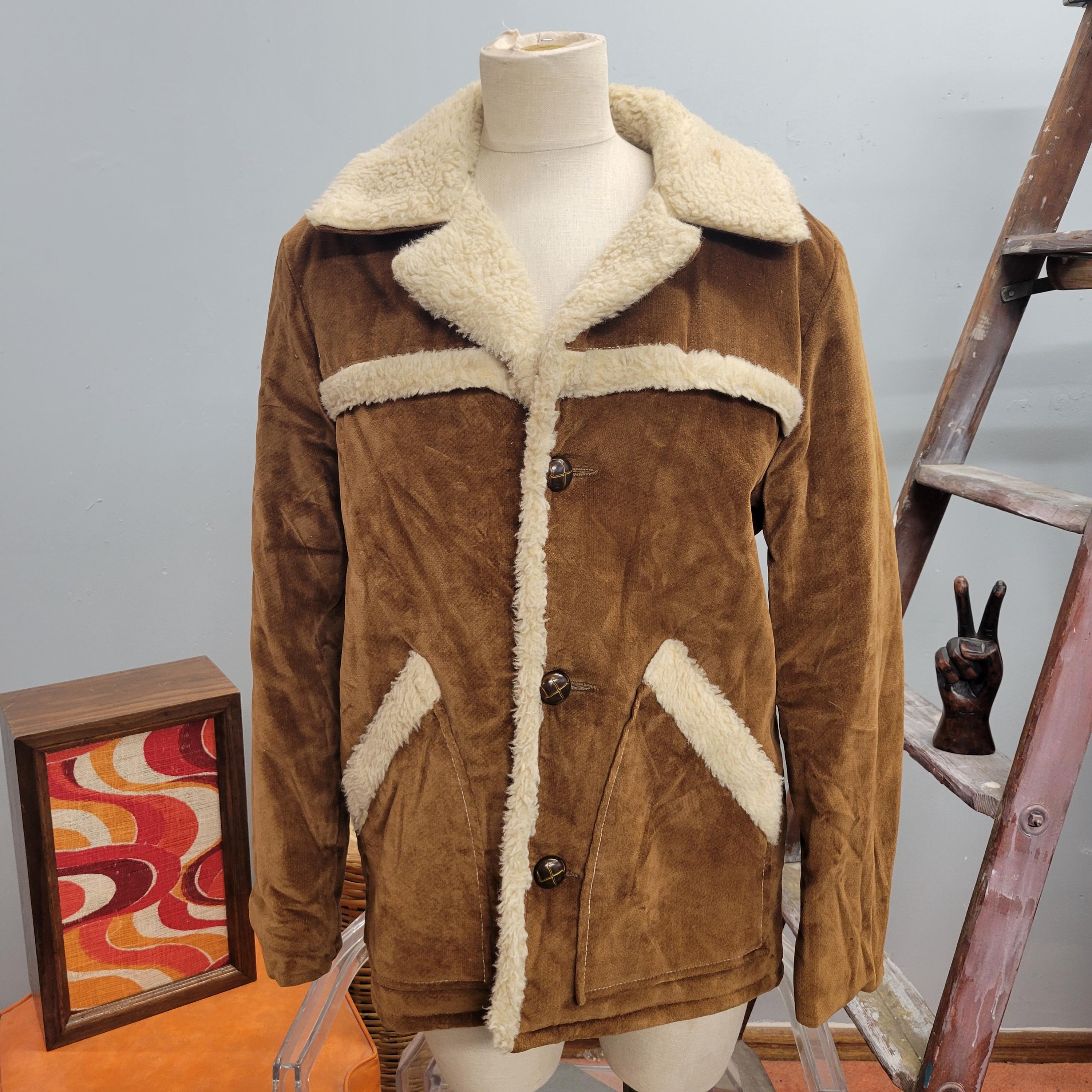 Vintage 70s Velour Sherpa Coat: Shipton Sportswear Western Ranch