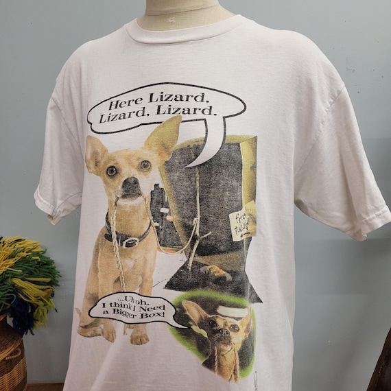Vtg 90s TACO BELL DOG Tshirt, Funny Chihuahua Lizard 1998 Retro