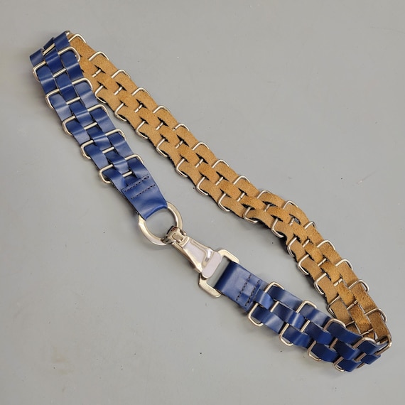 Vintage gold and blue clasp chain belt Gold and Blue Chain Belt - Etsy main image 3