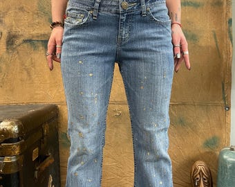 Vtg Y2K GOLD GLITTER JEANS // Vintage Ymi Flare Leg Ultra Vtg Y2K GOLD GLITTER JEANS // Vintage Ymi Flare Leg Ultra
