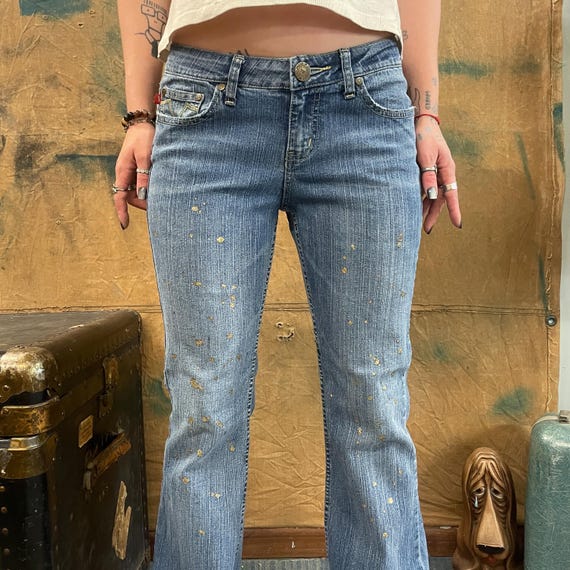 gold sparkle jeans