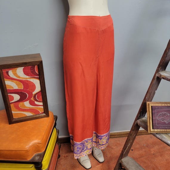 Vintage 1930s Beach Pajamas: Rayon Palazzos, Oran… - image 2