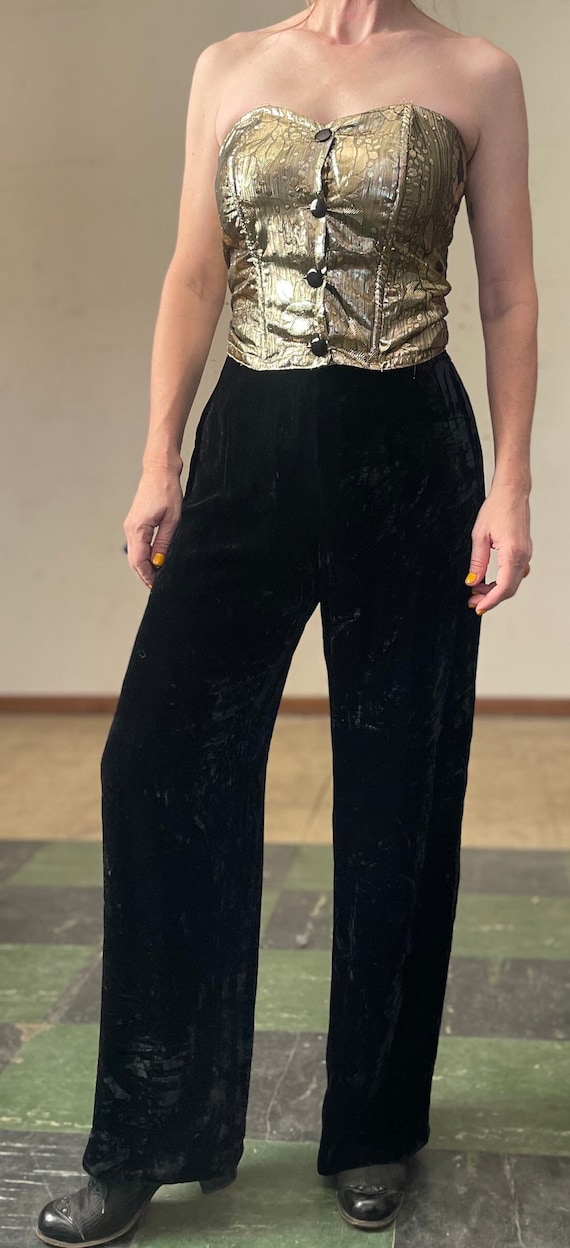 Vintage 90s Rena Rowan Velvet Pants / Black Velve… - image 7