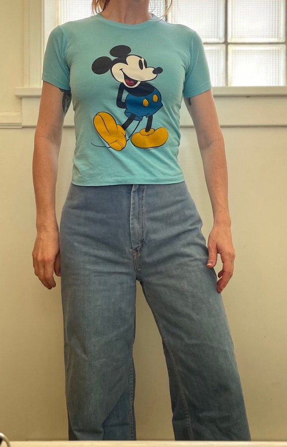 Vintage 80s Blue Mickey Mouse Shirt / Disney Micke