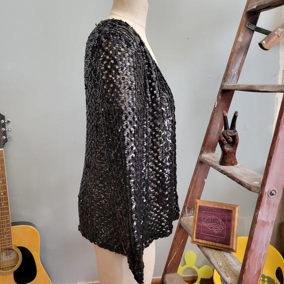 vtg 80s MESH SEQUIN JACKET / vintage three flaggs… - image 6
