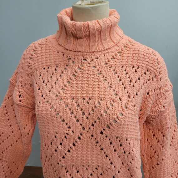 Vtg 80s Vintage Knit Turtleneck Sweater: Cropped Slouchy Fit