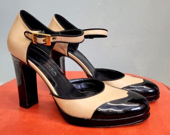 Via Spiga Colorblock Heels: vtg Y2K Wingtip Pumps Size 6.5