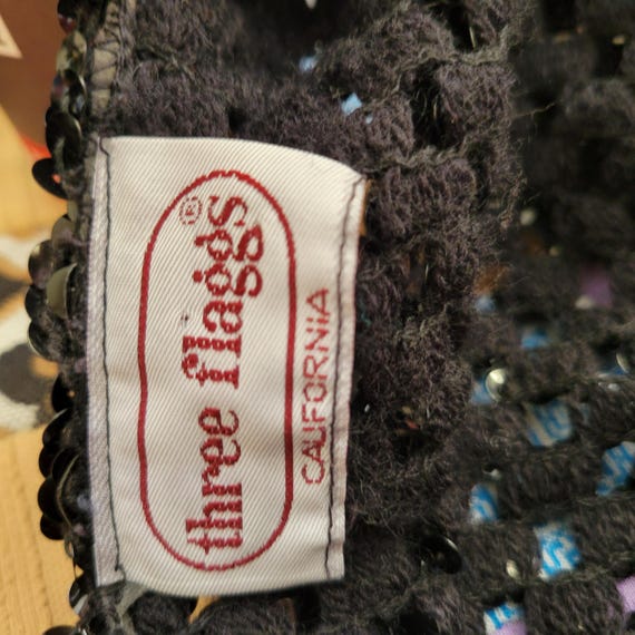 vtg 80s MESH SEQUIN JACKET / vintage three flaggs… - image 8