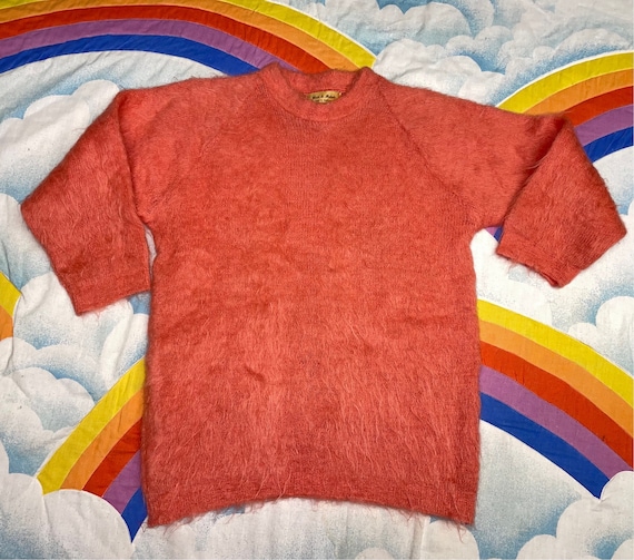 Vintage 60s Orange Mohair Sweater // Shaggy Mohai… - image 7