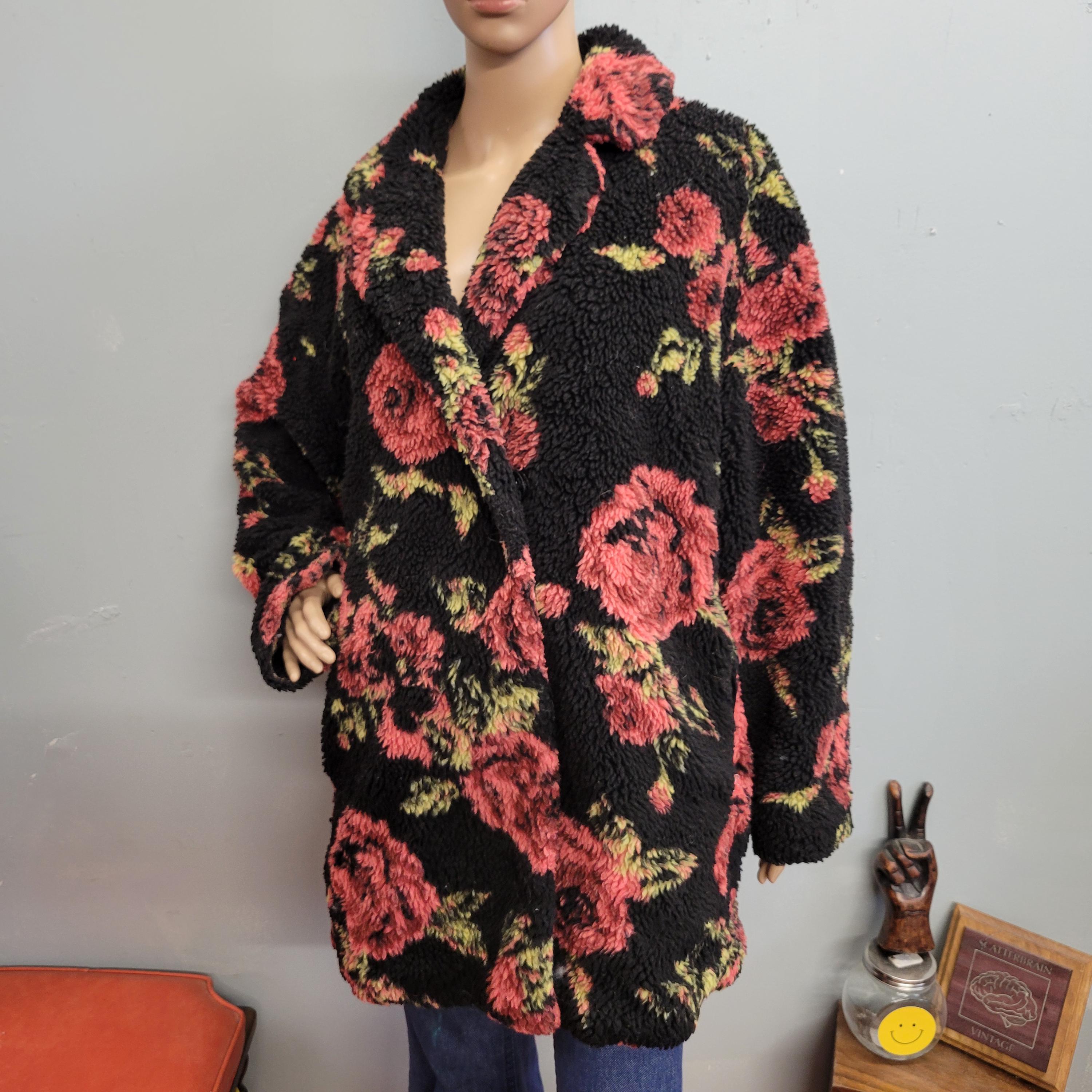90s Style ANTHROPOLOGIE Fleece JACKET : Vintage Womens Large Fuzzy