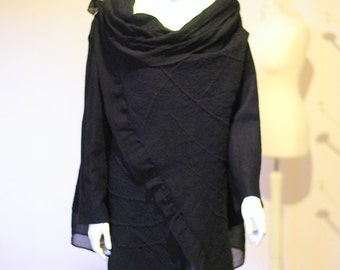 Handmade Felted Merino Wool Coat - Black Silk Finish