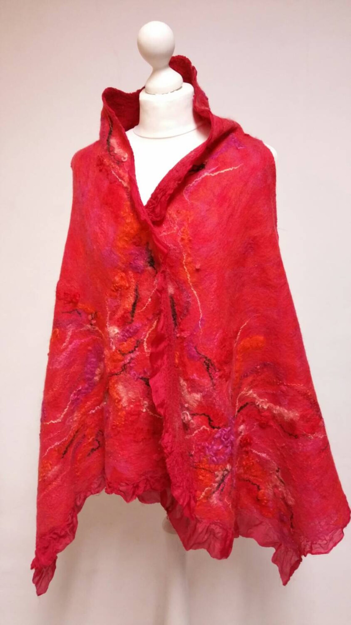 Red fancy vest felt and silk gift idea wearable art | Etsy